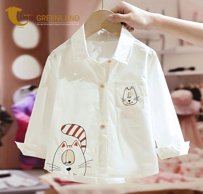 Cartoon Printing Pattern Children&prime;s Blouses Custom Cotton Unisex Kids Comfortable Shirts