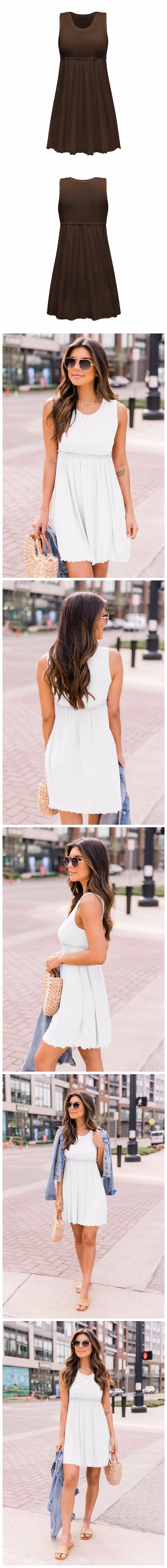 Women&prime; S Sleeveless Casual T Shirt Dresses Racerback A Line Summer Dress