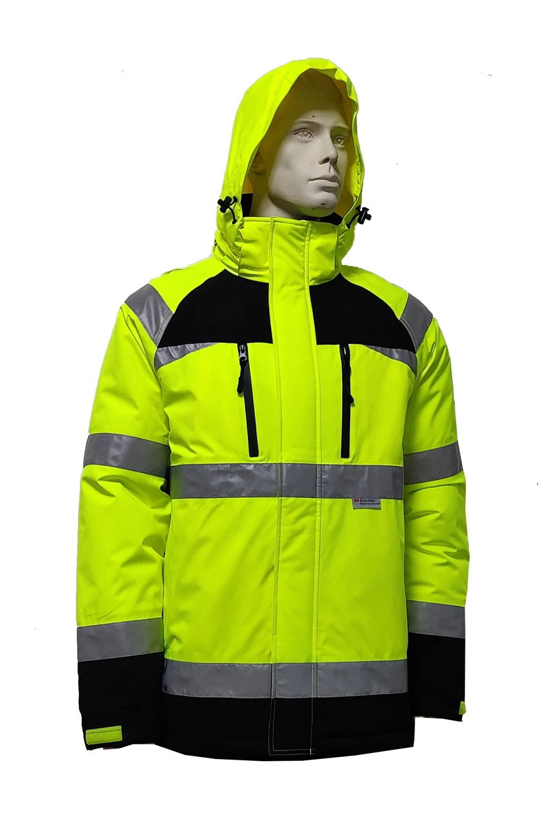 Top Quality Winter Hi Vis Reflective Work Safety Jacket Coat with Adjustable Hood