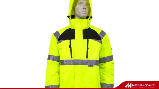 Top Quality Winter Hi Vis Reflective Work Safety Jacket Coat with Adjustable Hood